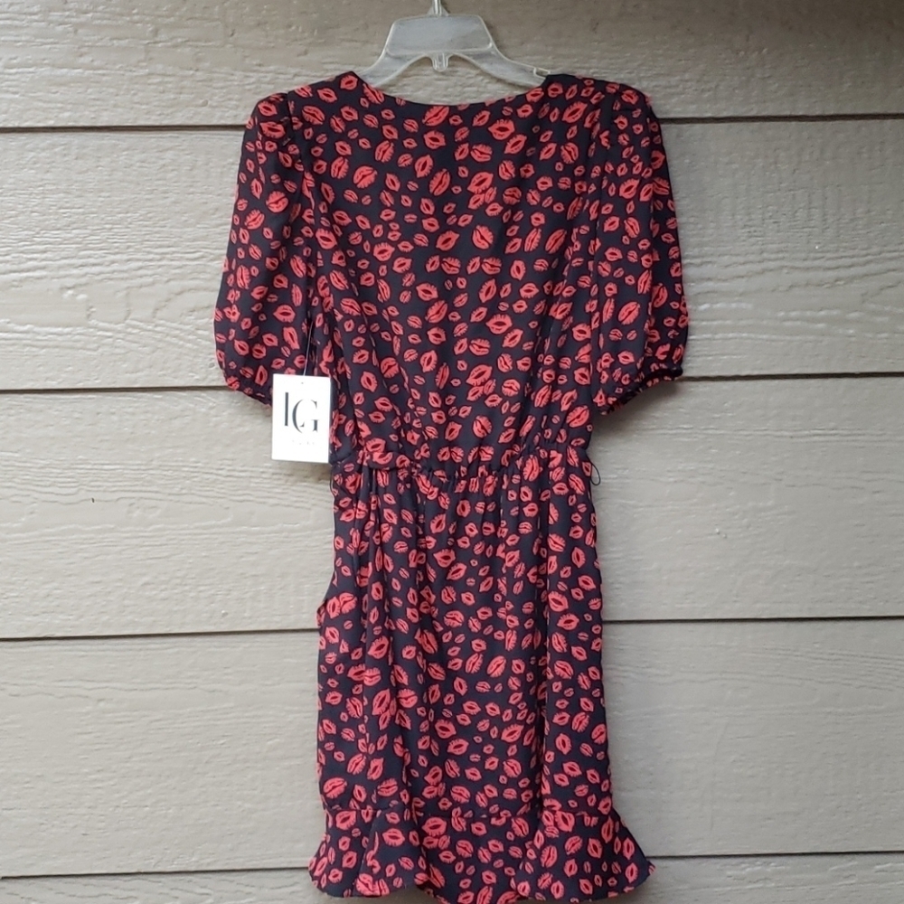 Lola Grace Lip-Print Faux-Wrap Dress S - Picture 11 of 11
